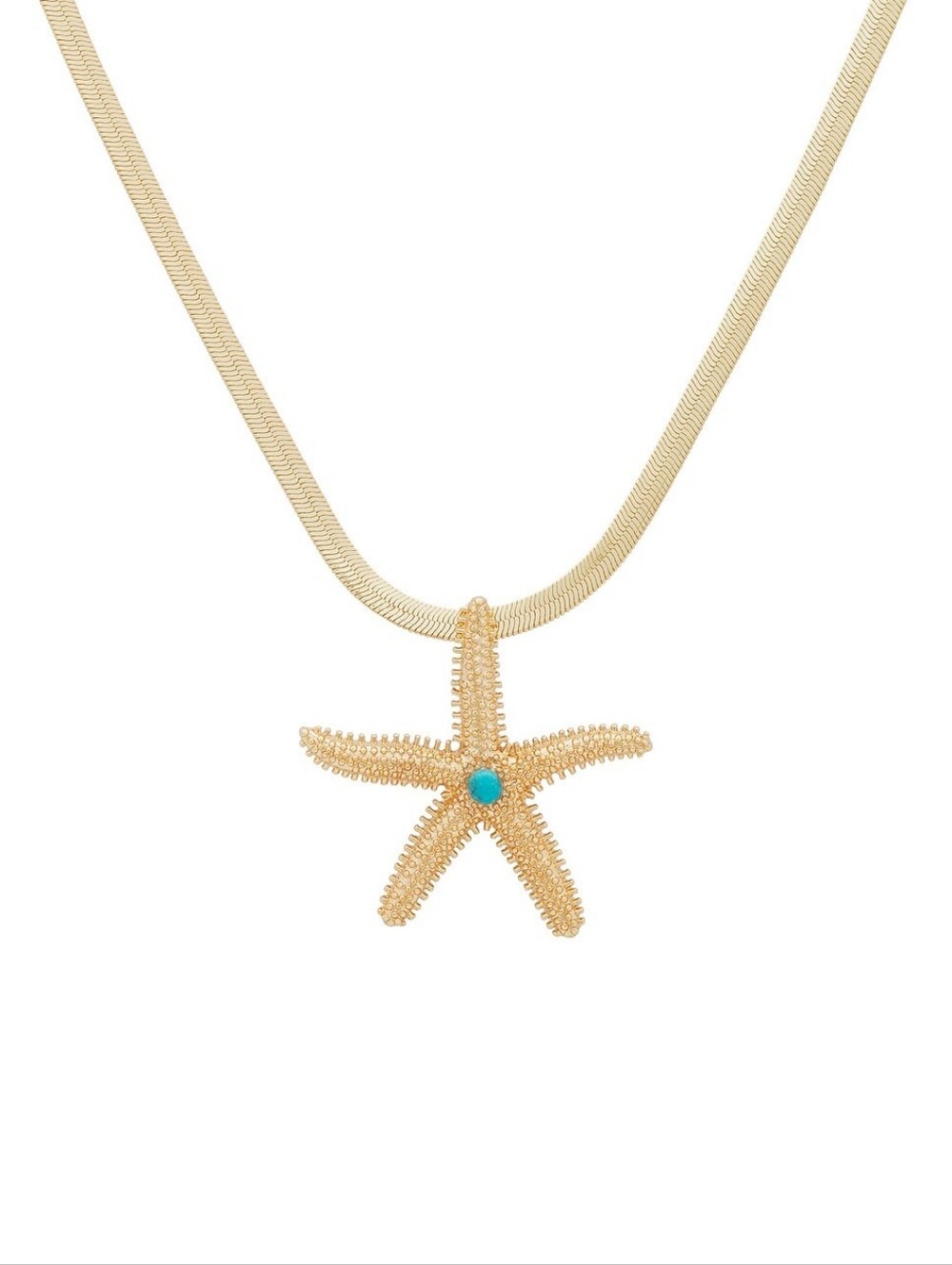 ettika Gold Starfish Necklace with Turquoise Center